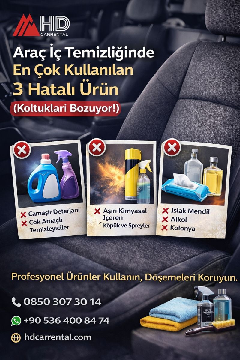 Araç İç Temizliğinde En Çok Kullanılan 3 Hatalı Ürün (Koltukları Bozuyor!)