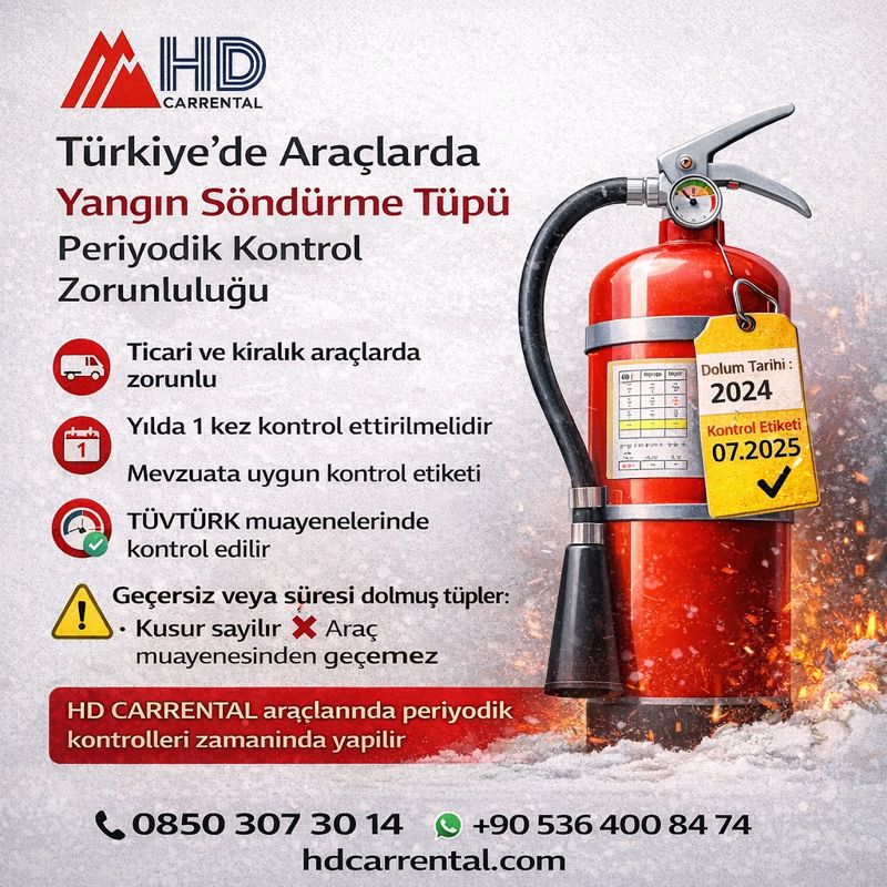 Türkiye’de Araçlarda Yangın Söndürme Tüpü Periyodik Kontrol Zorunluluğu